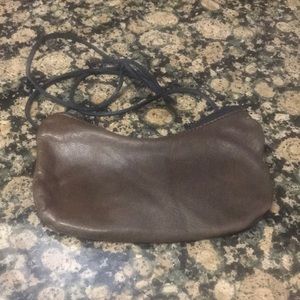 Brown leather crossbody purse